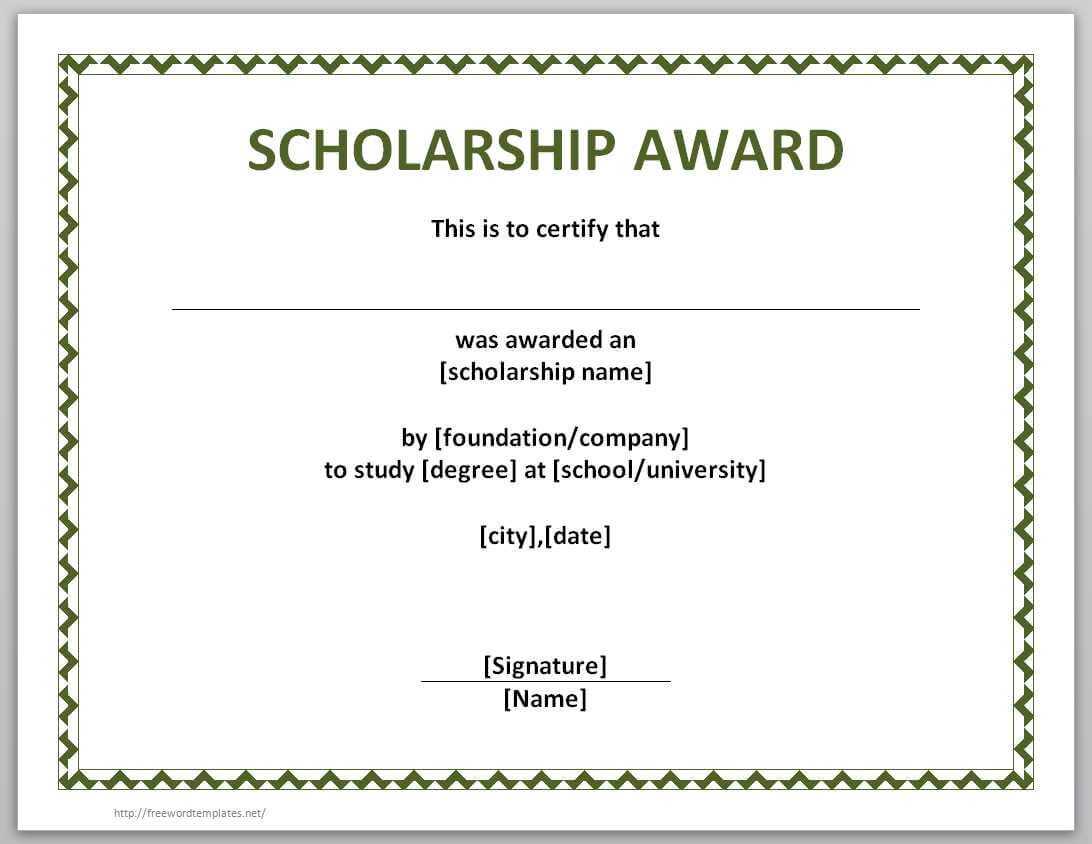 13 Free Certificate Templates For Word » Officetemplate For Scholarship Certificate Template Word