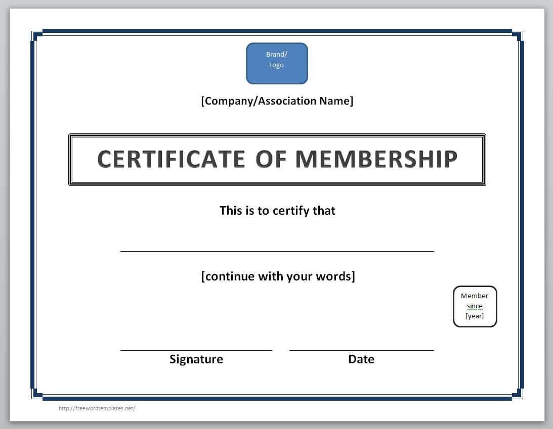 13 Free Certificate Templates For Word » Officetemplate With New Member Certificate Template