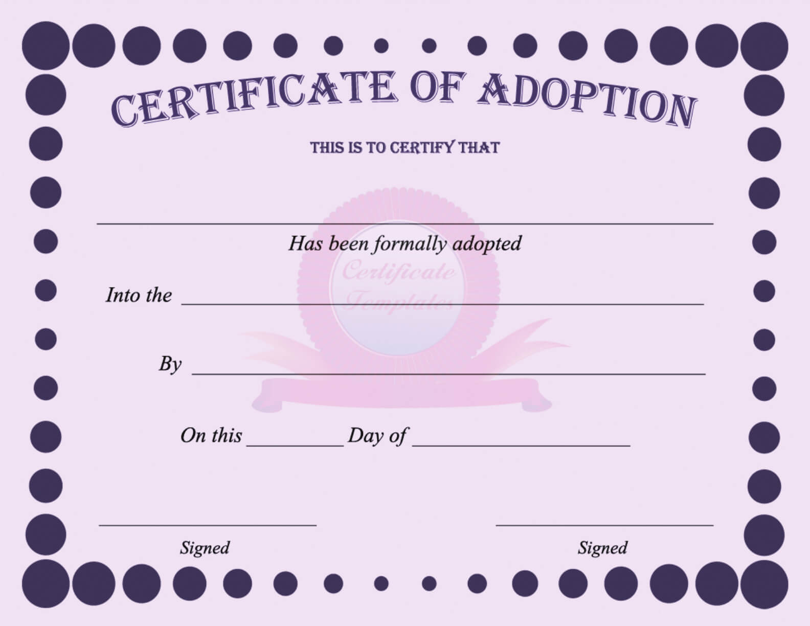 15+ Adoption Certificate Templates | Free Printable Word Intended For Mock Certificate Template