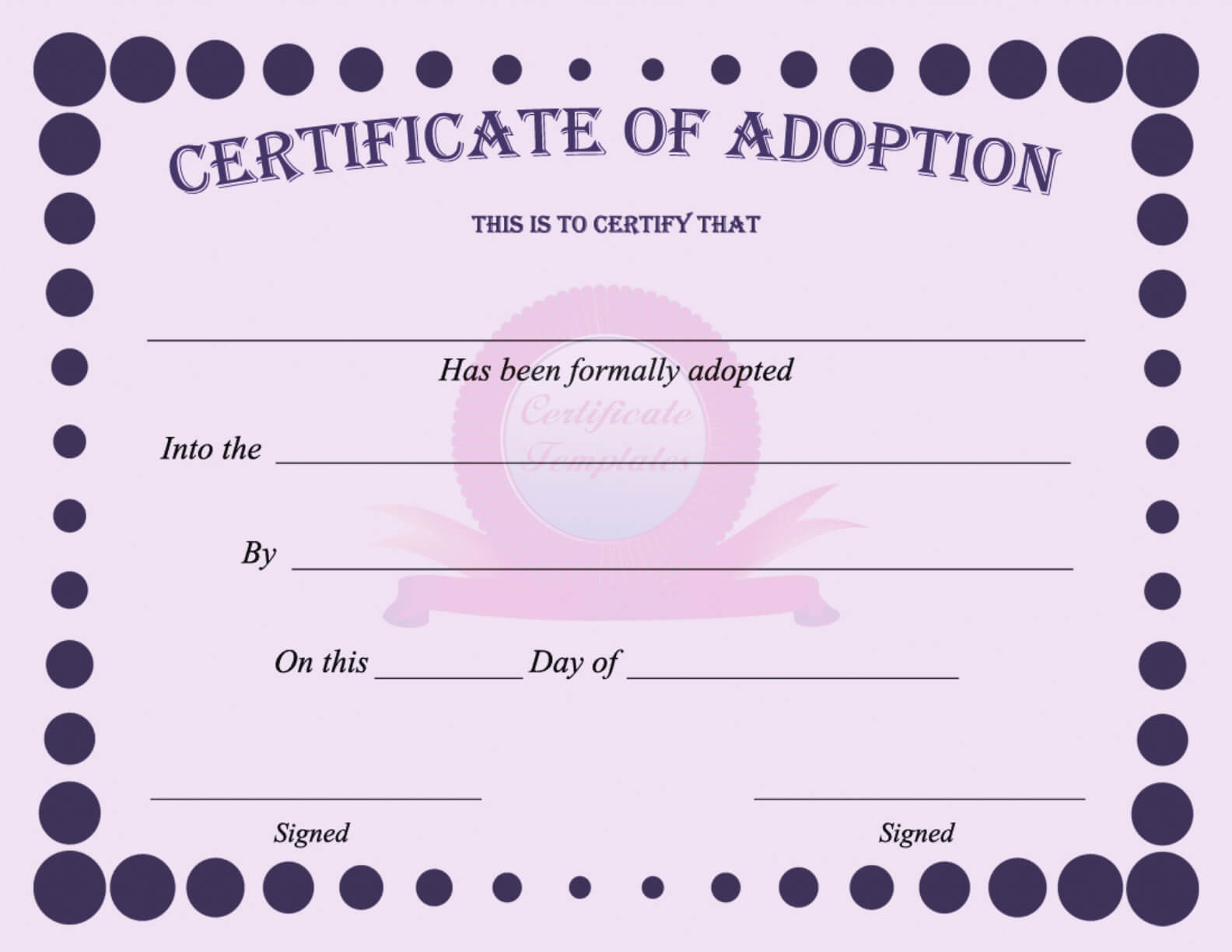 15+ Adoption Certificate Templates | Free Printable Word Pertaining To Birth Certificate Template For Microsoft Word