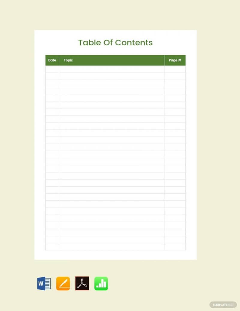 15 Best Table Of Content Templates For Your Documents In Blank Table Of Contents Template