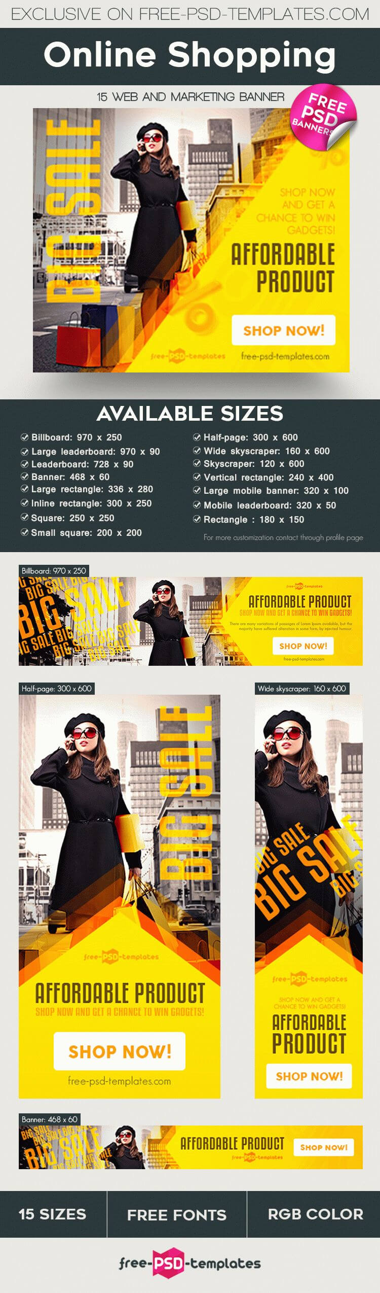 15 Free Online Shopping Banner In Psd | Free Psd Templates With Free Online Banner Templates