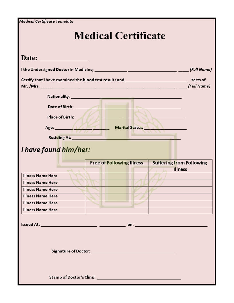 15+ Medical Certificate Templates For Sick Leave - Pdf, Docs Inside Free Fake Medical Certificate Template