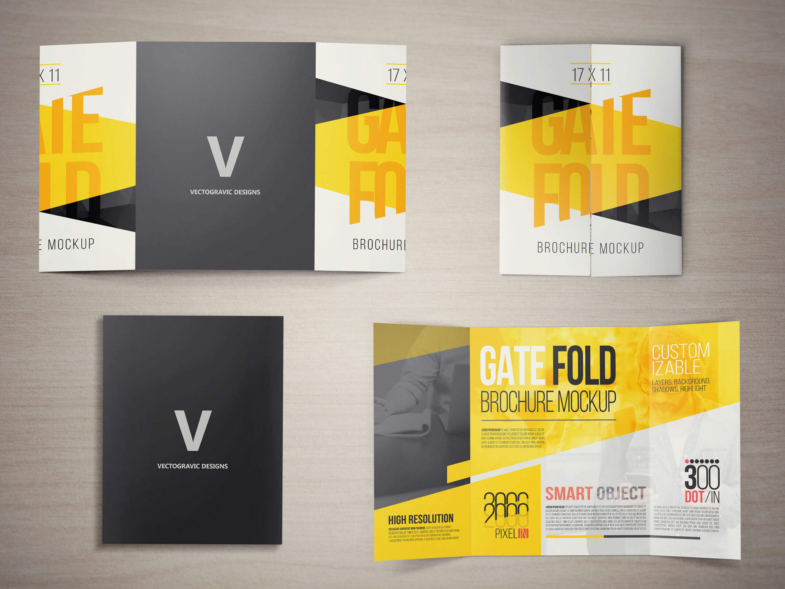 17 X 11 Gate Fold Brochure Mockup On Behance Intended For Gate Fold Brochure Template