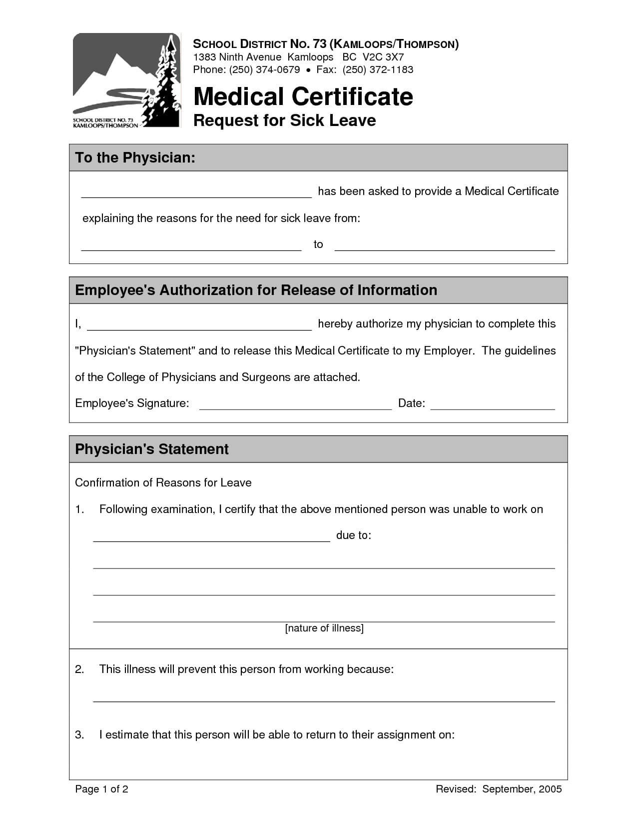 19+ Medical Certificate Templates For Leave – Pdf, Docs Throughout Medical Report Template Doc