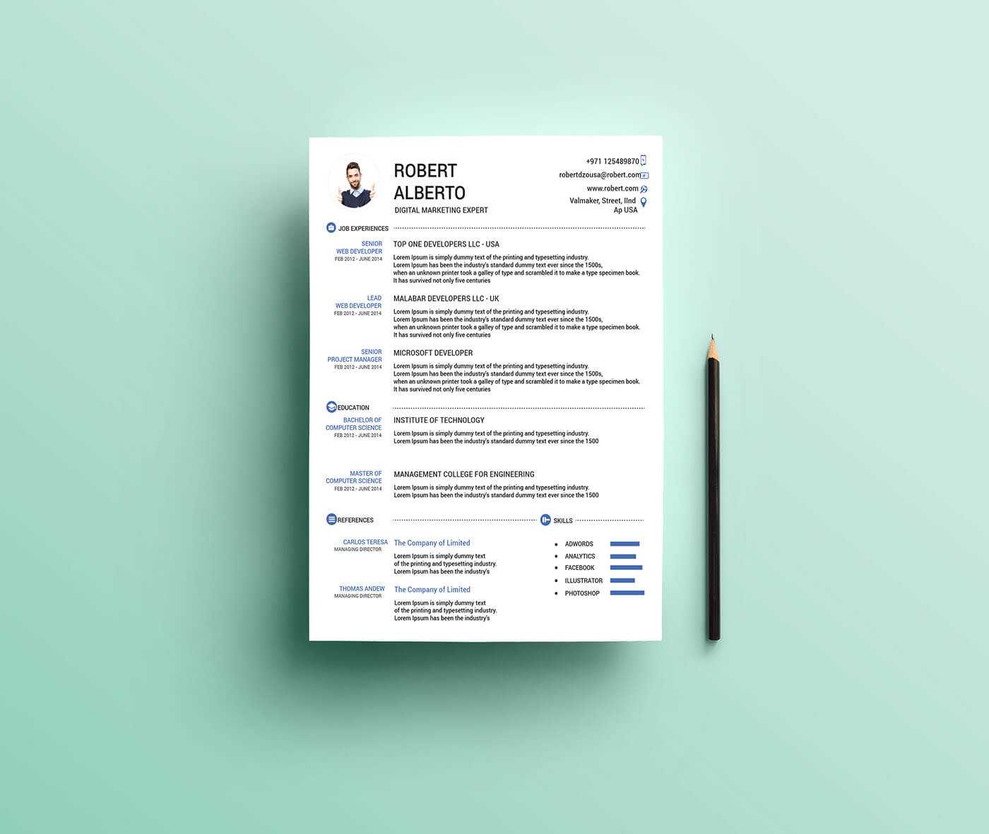 20+ One Page Resume Templates [Free Download] Inside How To Make A Cv Template On Microsoft Word