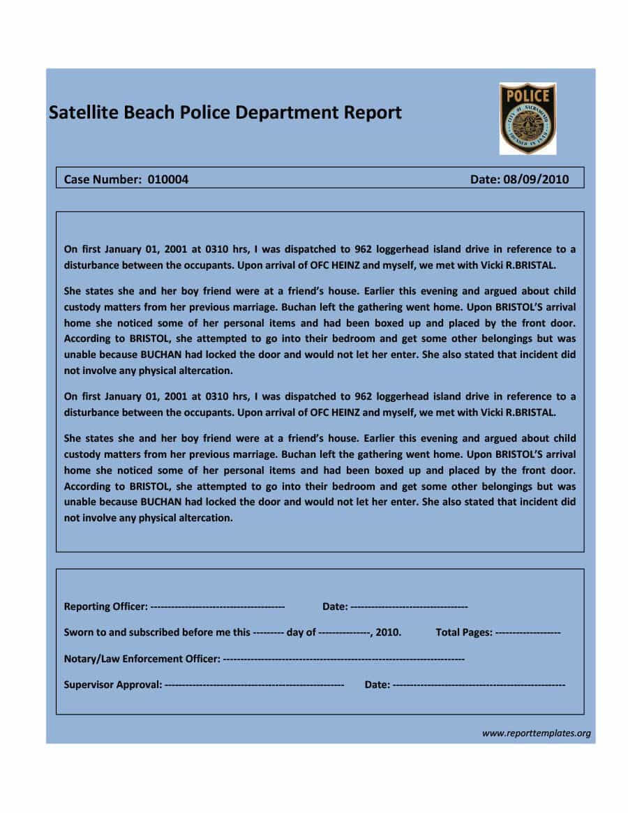 20+ Police Report Template & Examples [Fake / Real] ᐅ In Fake Police Report Template
