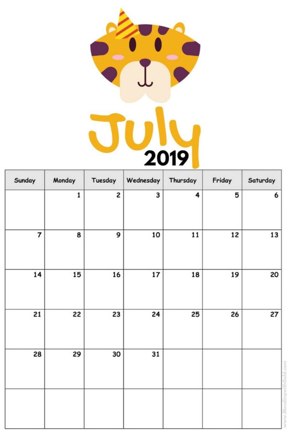 2019 Free Printable Calendar For Kids ('cause Children Love With Regard To Blank Calendar Template For Kids