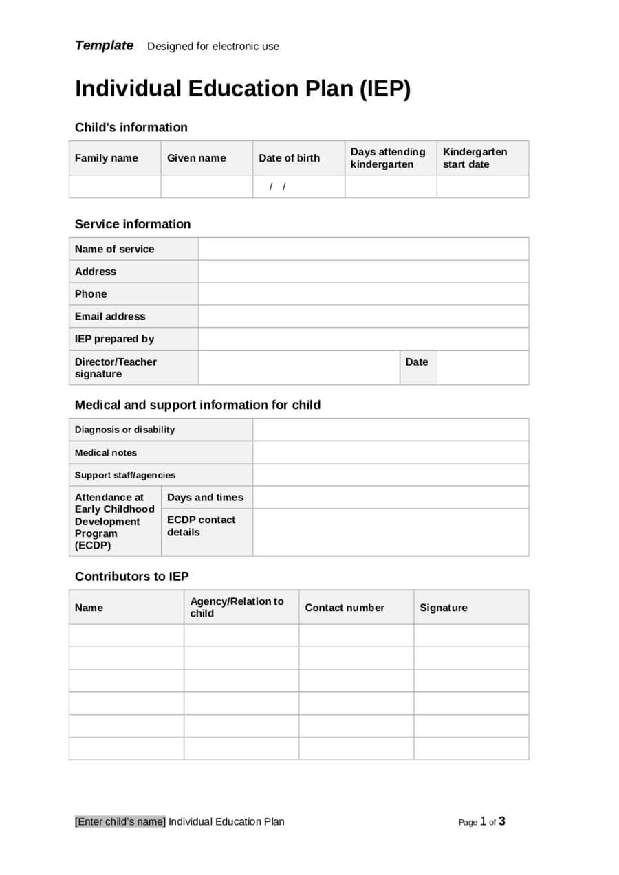 2020 Individual Education Plan – Fillable, Printable Pdf With Blank Iep Template