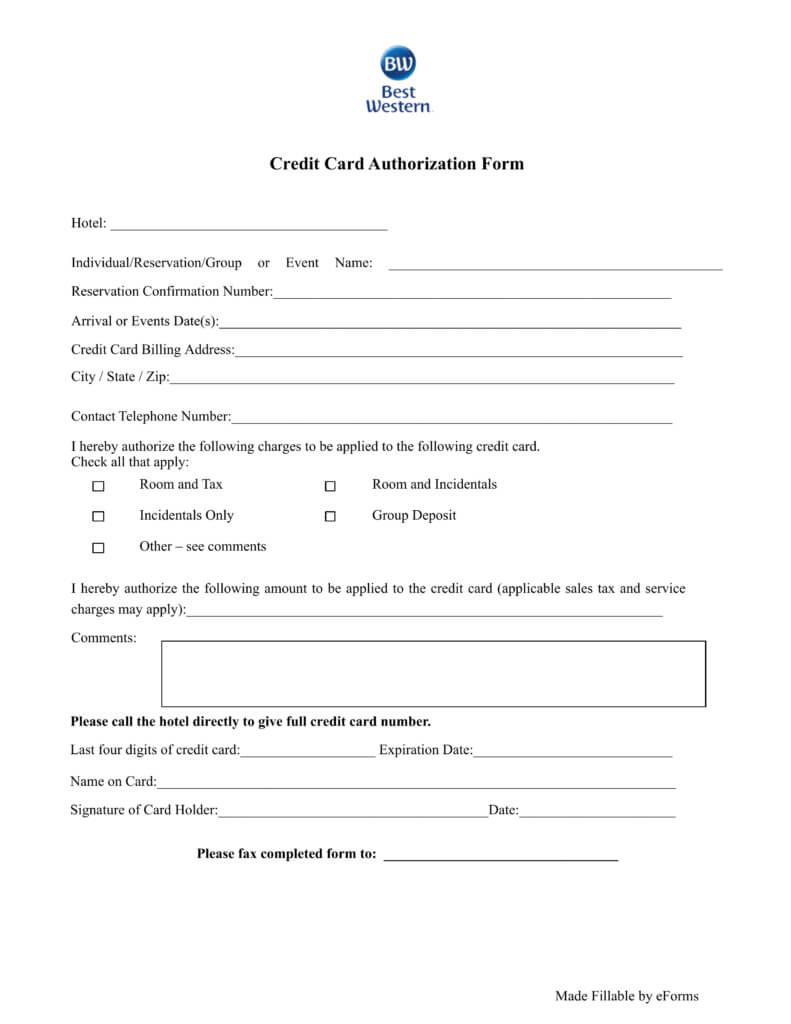 21+ Credit Card Authorization Form Template Pdf Fillable 2019!! With Hotel Credit Card Authorization Form Template