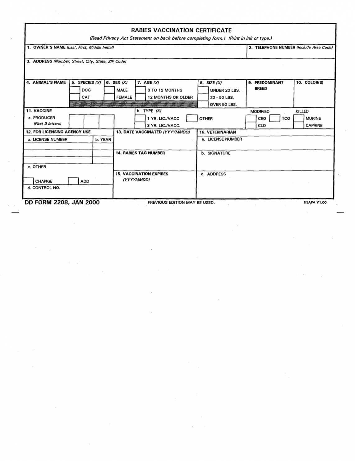 25 Images Of Rabies Vaccination Certificate Template Pertaining To Rabies Vaccine Certificate Template