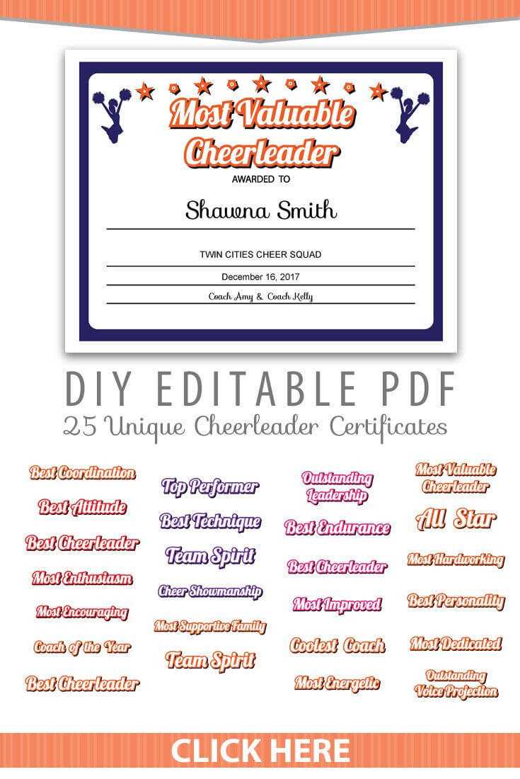 25 Unique Cheerleader Certificates Editable Pdf Sports Team With Regard To Superlative Certificate Template