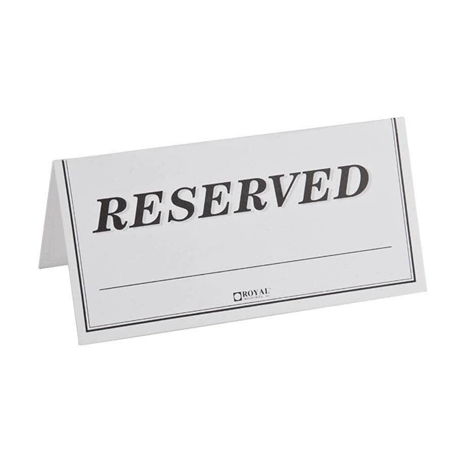 Reserved Table Tent Template