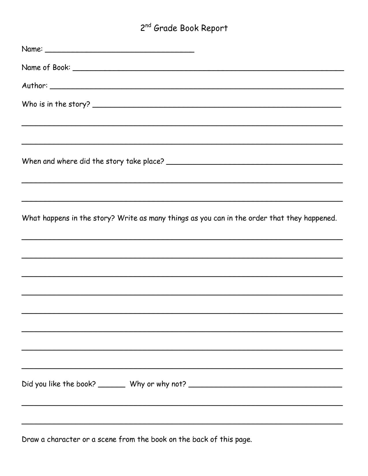 2Nd Grade Book Report Pdf | Book Report Templates, Grade In Second Grade Book Report Template