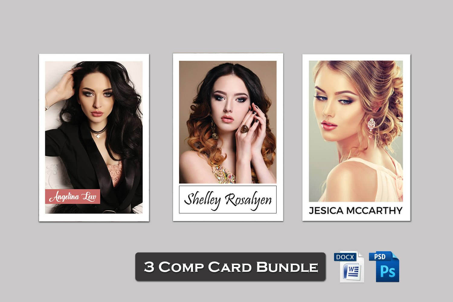 3 Model Comp Card Template Bundle | Modeling Comp Card Model Throughout Zed Card Template Free