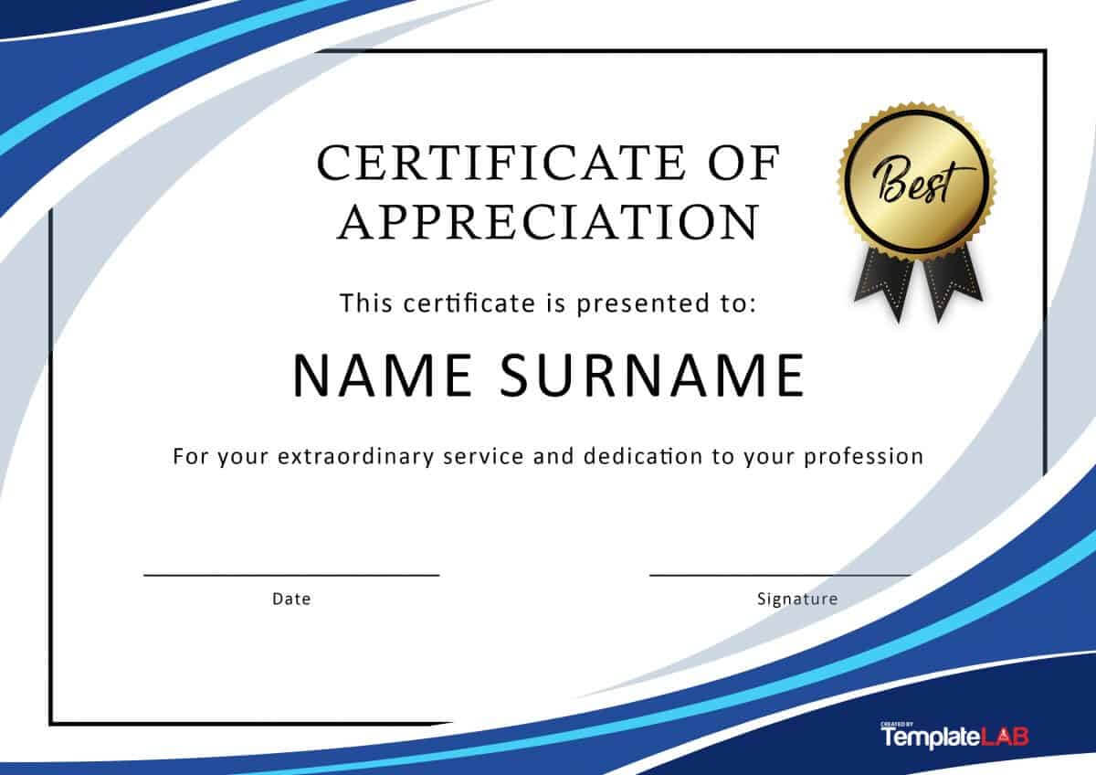 30 Free Certificate Of Appreciation Templates And Letters For Certificate Of Appreciation Template Doc