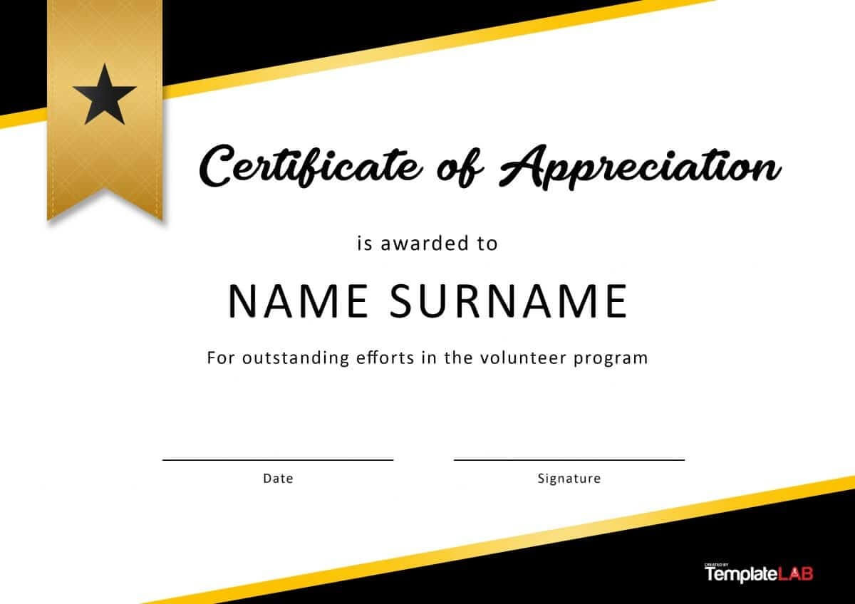30 Free Certificate Of Appreciation Templates And Letters In Volunteer Of The Year Certificate Template