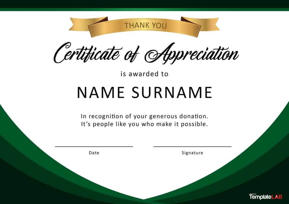 30 Free Certificate Of Appreciation Templates And Letters Inside Sample Certificate Of Recognition Template