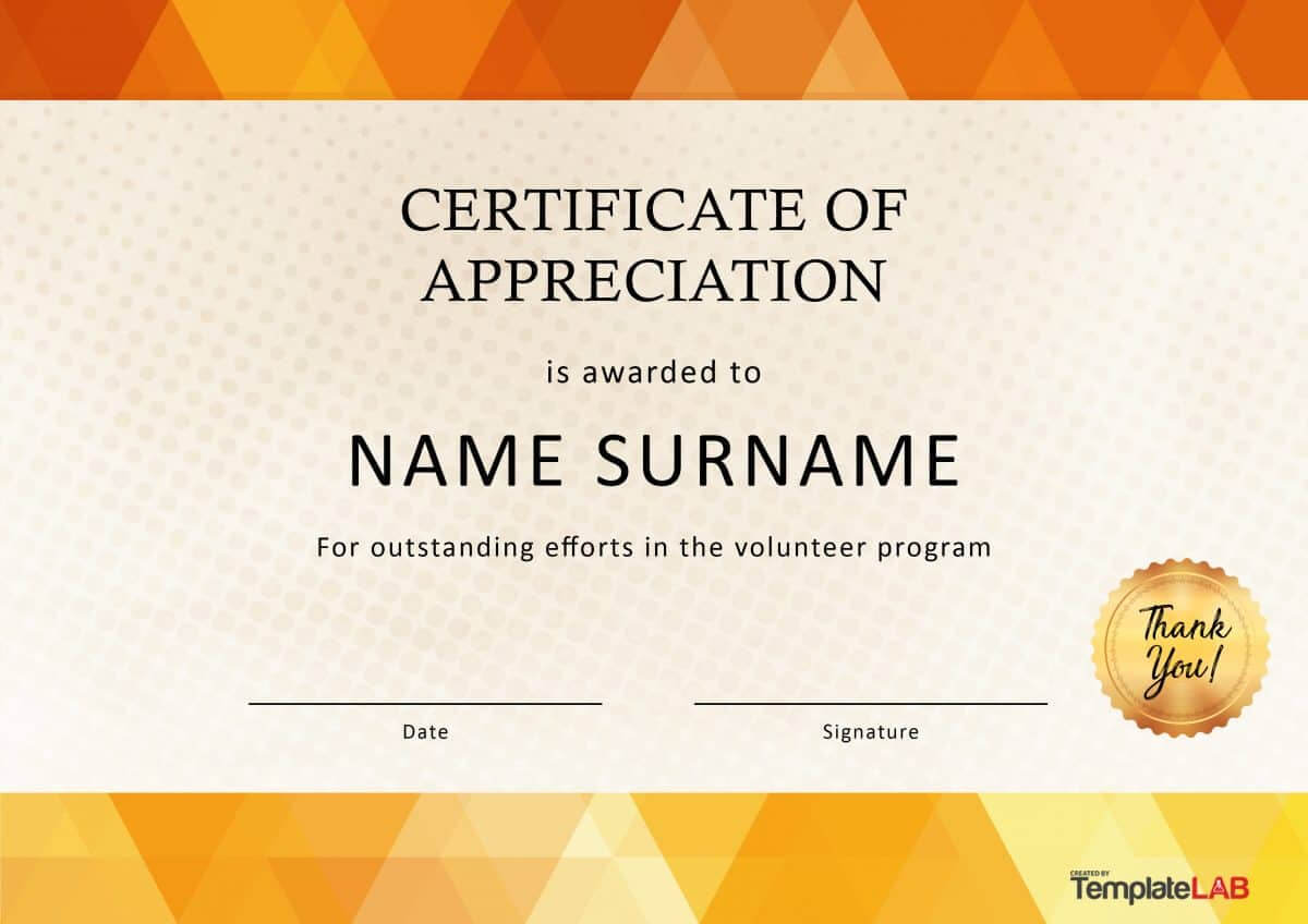 30 Free Certificate Of Appreciation Templates And Letters Pertaining To Volunteer Certificate Template