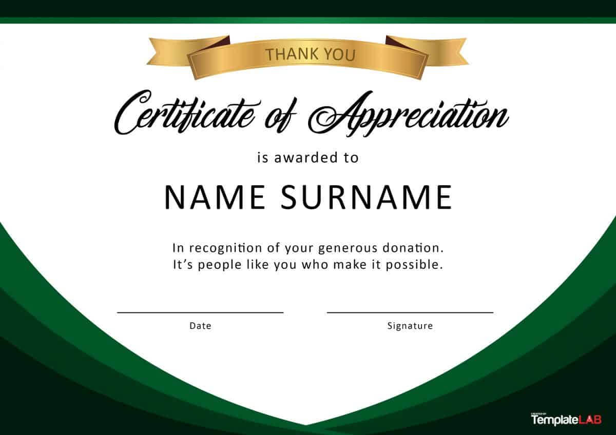 30 Free Certificate Of Appreciation Templates And Letters Throughout Thanks Certificate Template