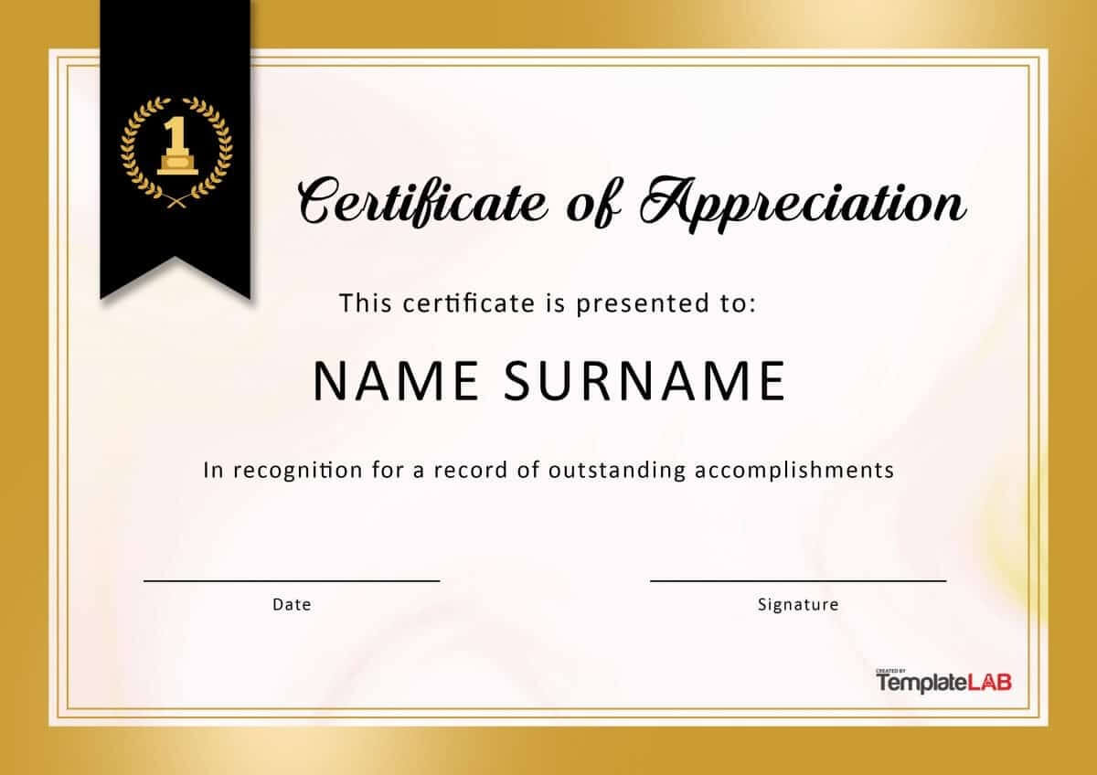30 Free Certificate Of Appreciation Templates And Letters Within Certificate Of Excellence Template Free Download