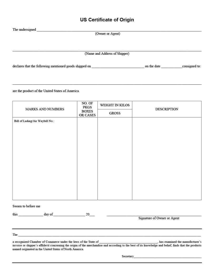 30 Printable Certificate Of Origin Templates (100% Free) ᐅ For Certificate Of Origin Form Template