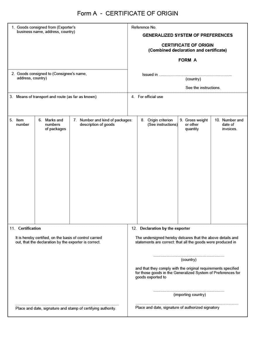 30 Printable Certificate Of Origin Templates (100% Free) ᐅ Inside Nafta Certificate Template