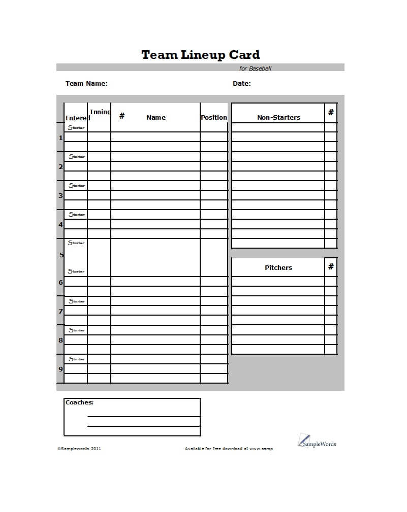 33 Printable Baseball Lineup Templates [Free Download] ᐅ Pertaining To Baseball Lineup Card Template