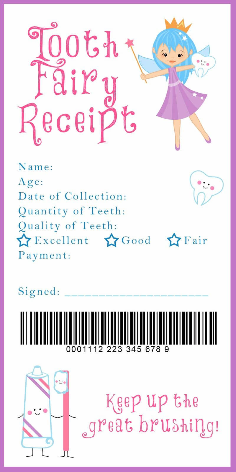 letter from tooth fairy template free