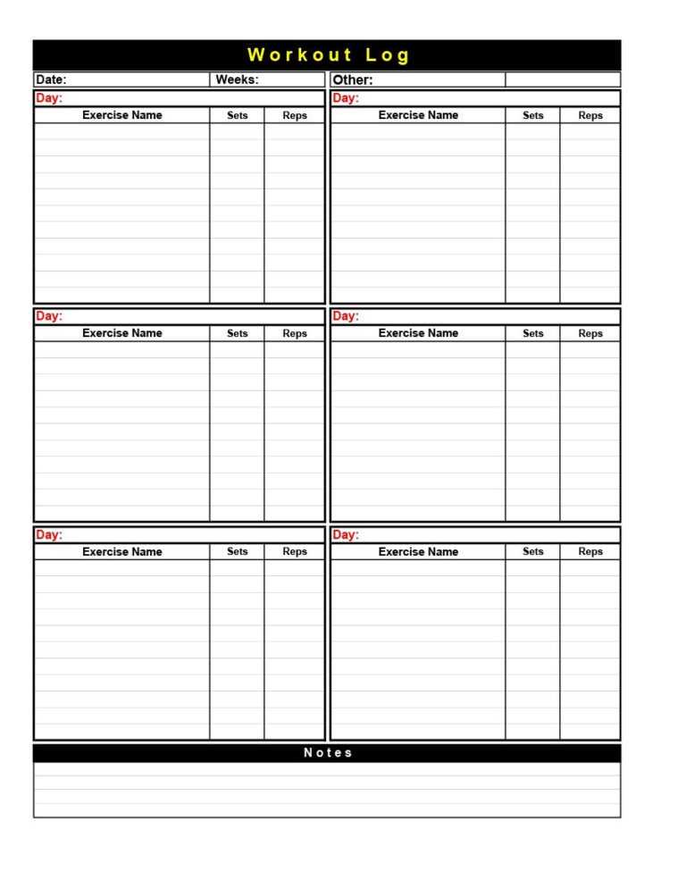 Printable Workout Template Free