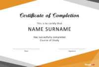 40 Fantastic Certificate Of Completion Templates [Word within Free Training Completion Certificate Templates