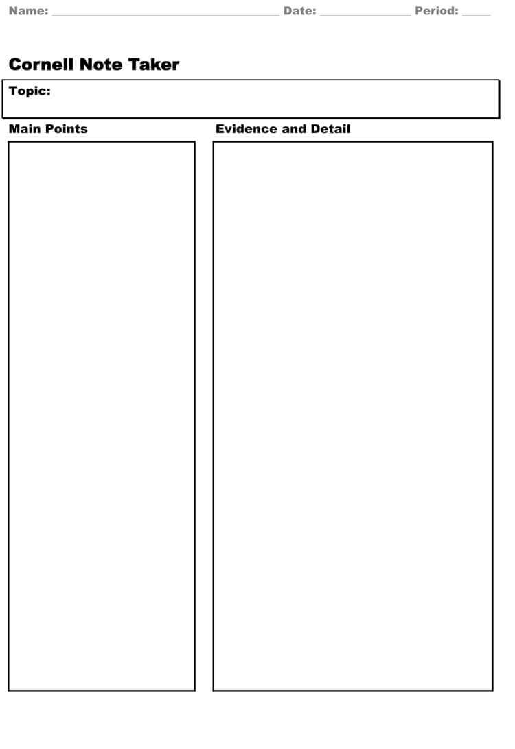 40 Free Cornell Note Templates (With Cornell Note Taking With Cornell Note Template Word