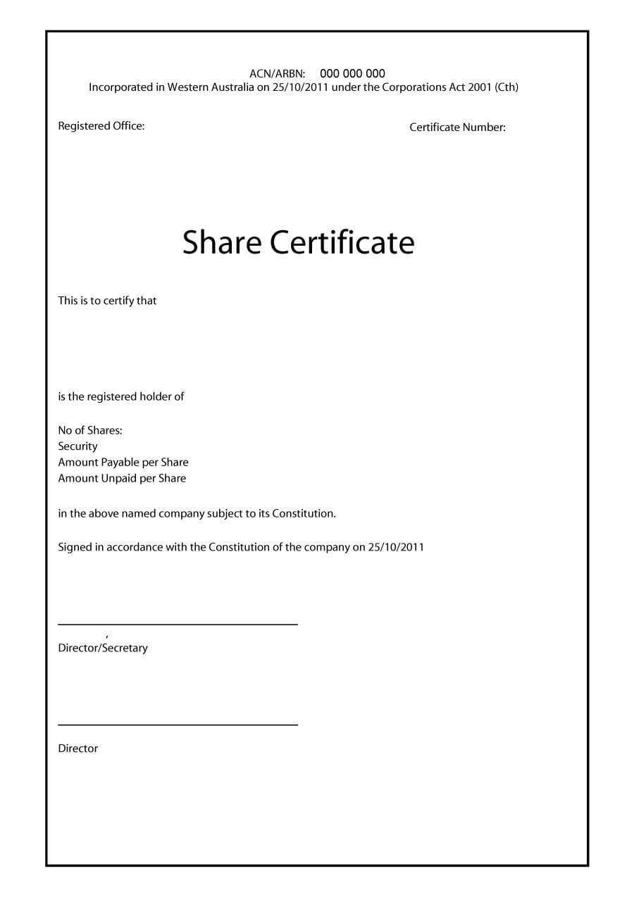 40+ Free Stock Certificate Templates (Word, Pdf) ᐅ Template Lab Pertaining To Template For Share Certificate