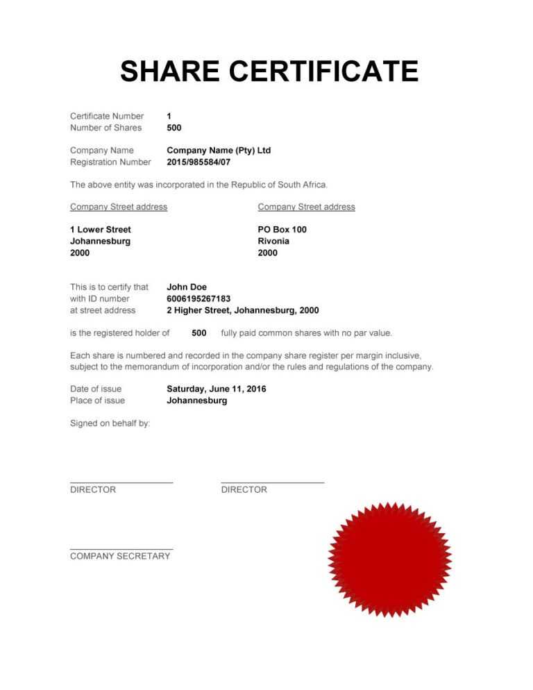 Shareholding Certificate Template Professional Template Examples