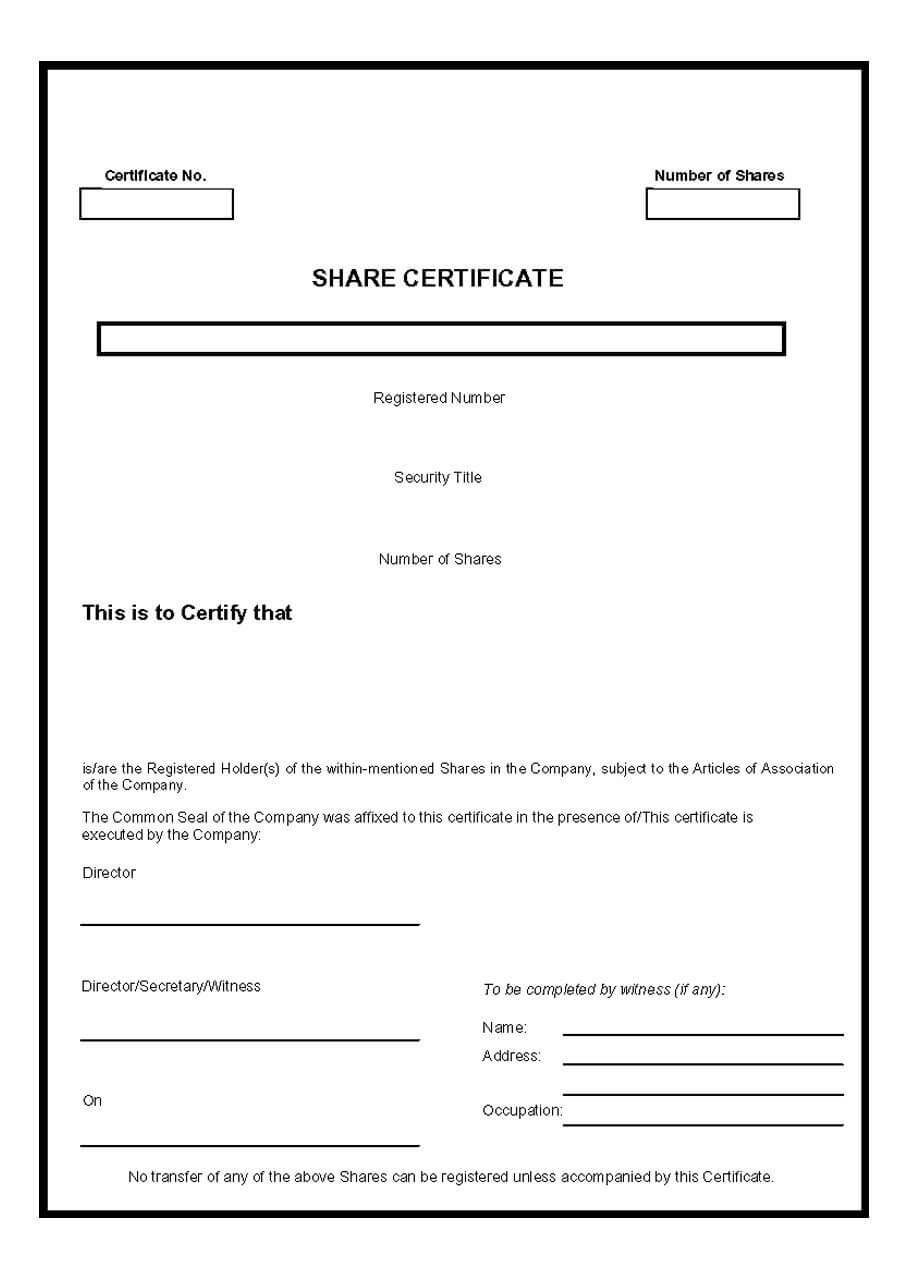 40+ Free Stock Certificate Templates (Word, Pdf) ᐅ Template Lab With Template Of Share Certificate
