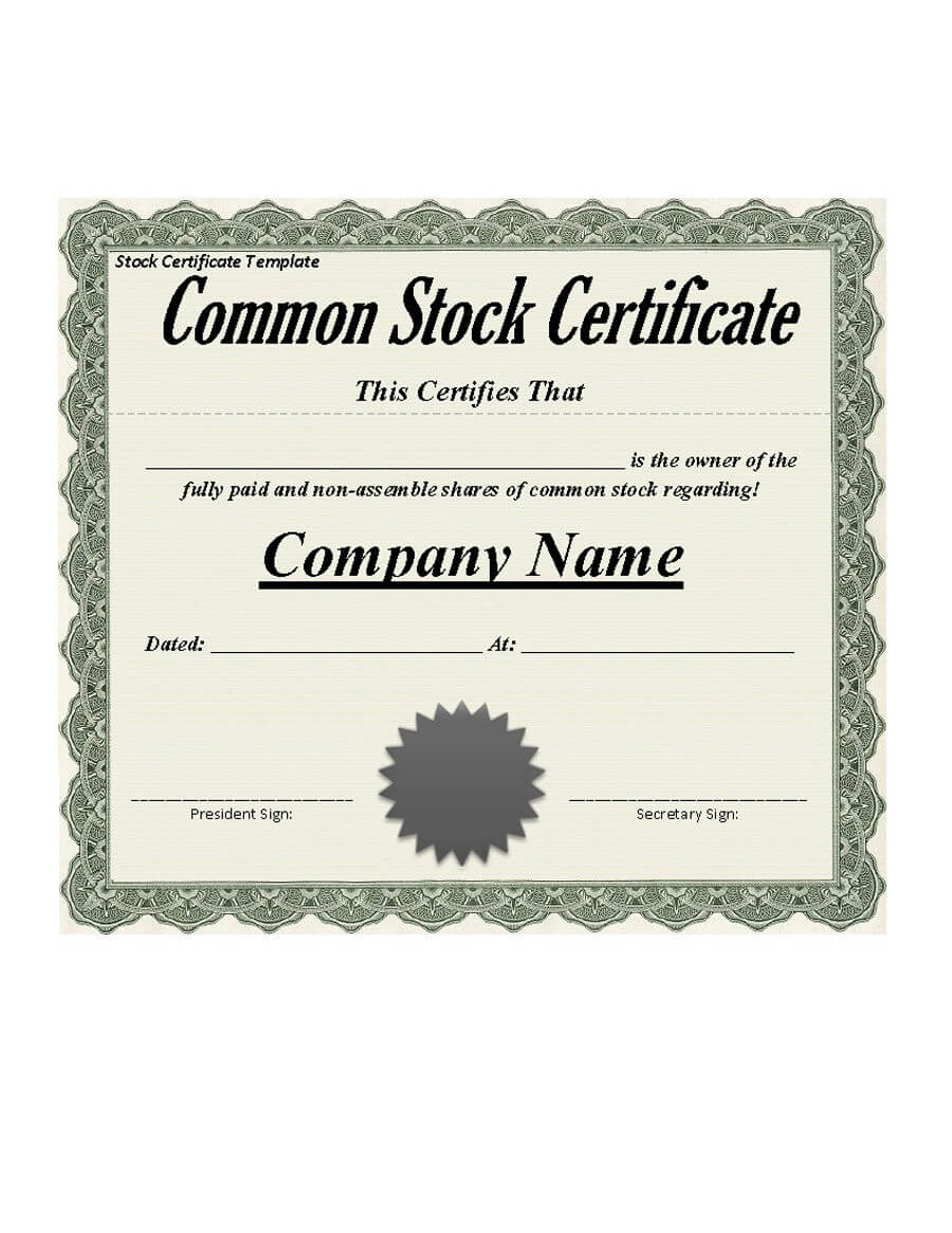 40+ Free Stock Certificate Templates (Word, Pdf) ᐅ Template Lab Within Corporate Share Certificate Template