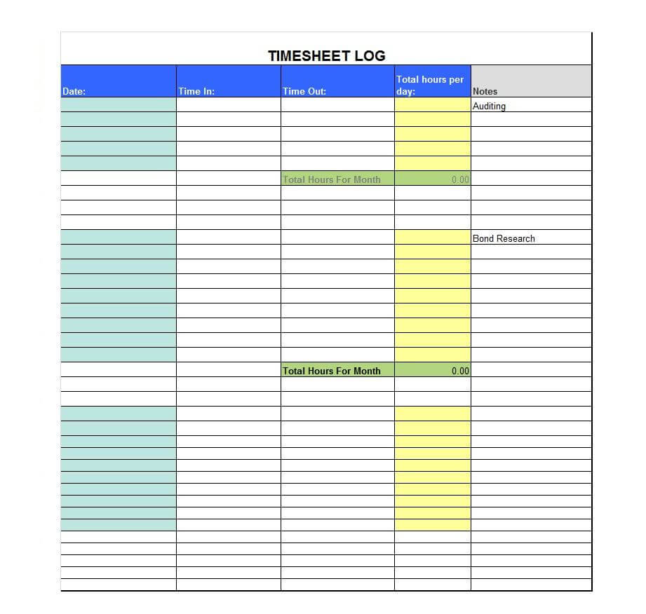 40 Free Timesheet Templates [In Excel] ᐅ Template Lab Regarding Sample Job Cards Templates