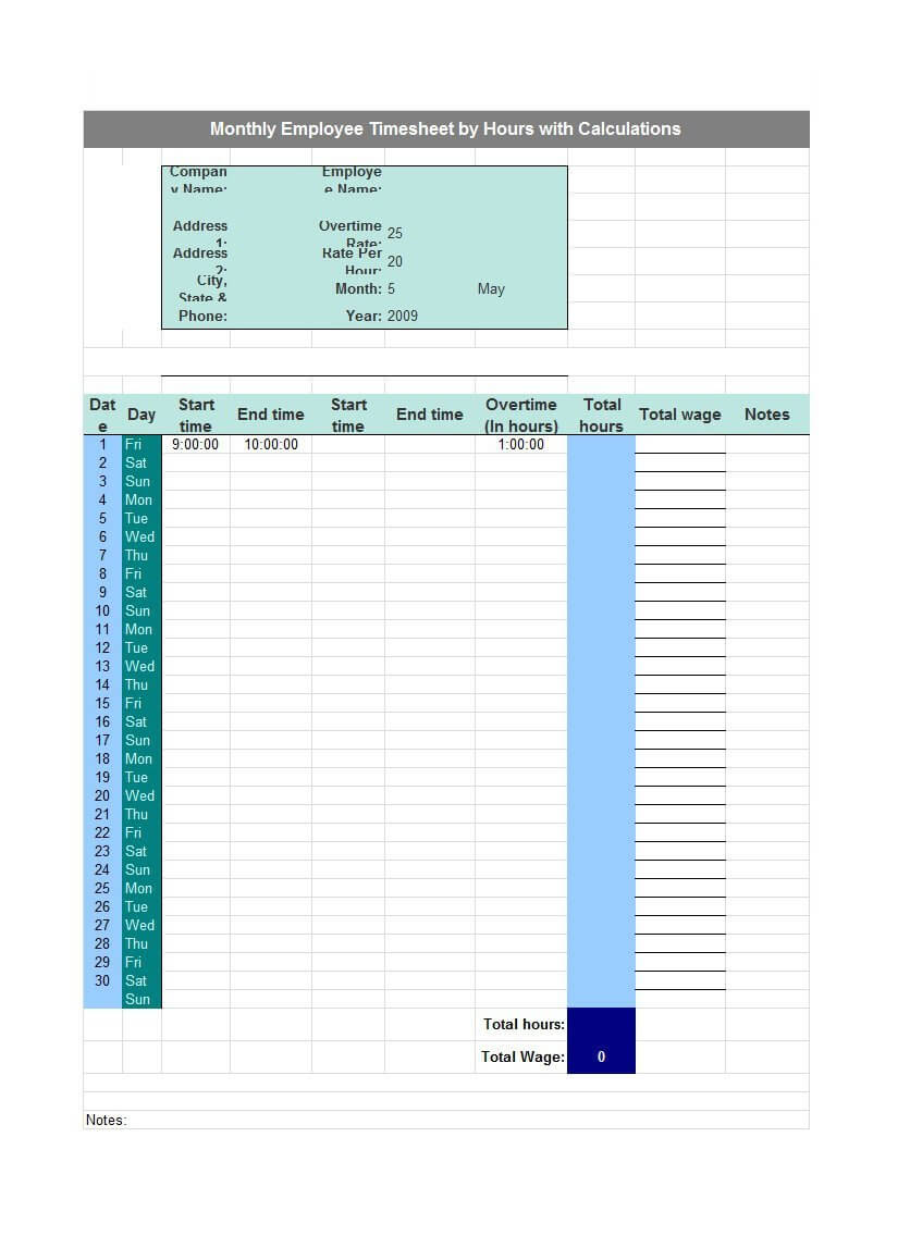 40 Free Timesheet Templates [In Excel] ᐅ Template Lab Throughout Sample Job Cards Templates