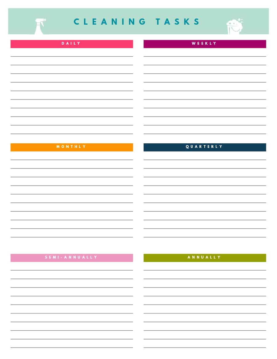 40 Printable House Cleaning Checklist Templates ᐅ Template Lab Intended For Blank Cleaning Schedule Template