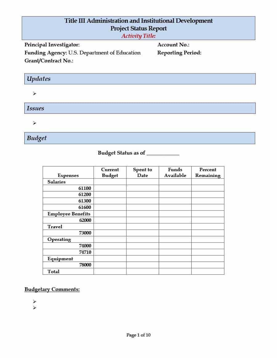 40+ Project Status Report Templates [Word, Excel, Ppt] ᐅ In One Page Status Report Template