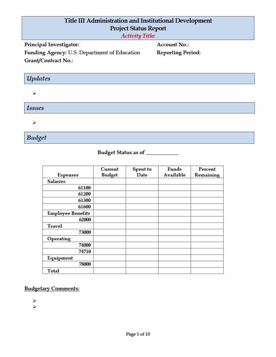 40+ Project Status Report Templates [Word, Excel, Ppt] ᐅ Intended For Staff Progress Report Template