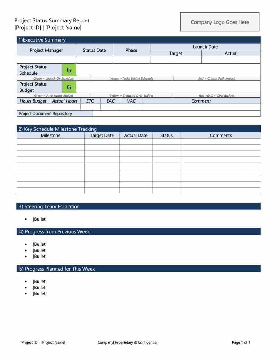 40+ Project Status Report Templates [Word, Excel, Ppt] ᐅ Pertaining To Progress Report Template Doc