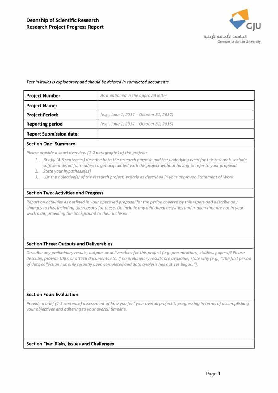 40+ Project Status Report Templates [Word, Excel, Ppt] ᐅ Within Research Project Progress Report Template