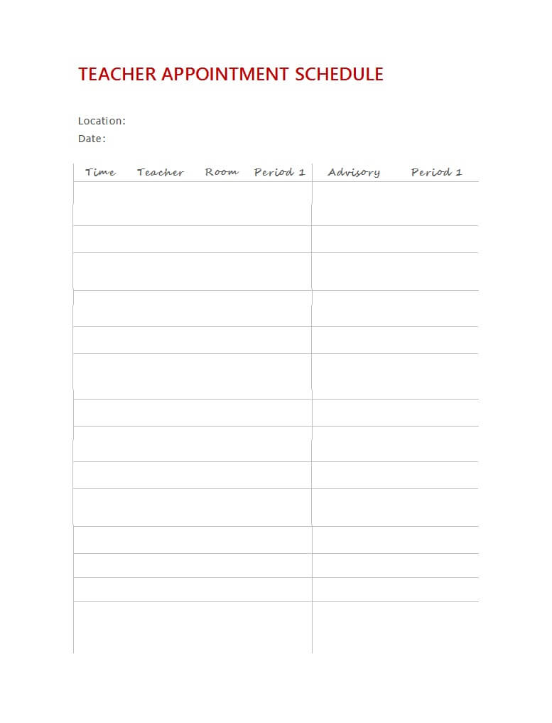 45 Printable Appointment Schedule Templates [& Appointment Within Appointment Sheet Template Word