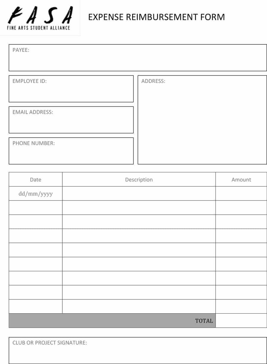 47 Reimbursement Form Templates [Mileage, Expense, Vsp] Within Reimbursement Form Template Word