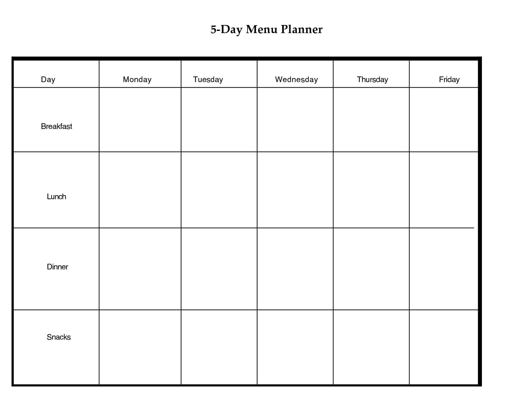 5 Day Weekly Planner Printable | Scope Of Work Template Regarding Blank Scheme Of Work Template