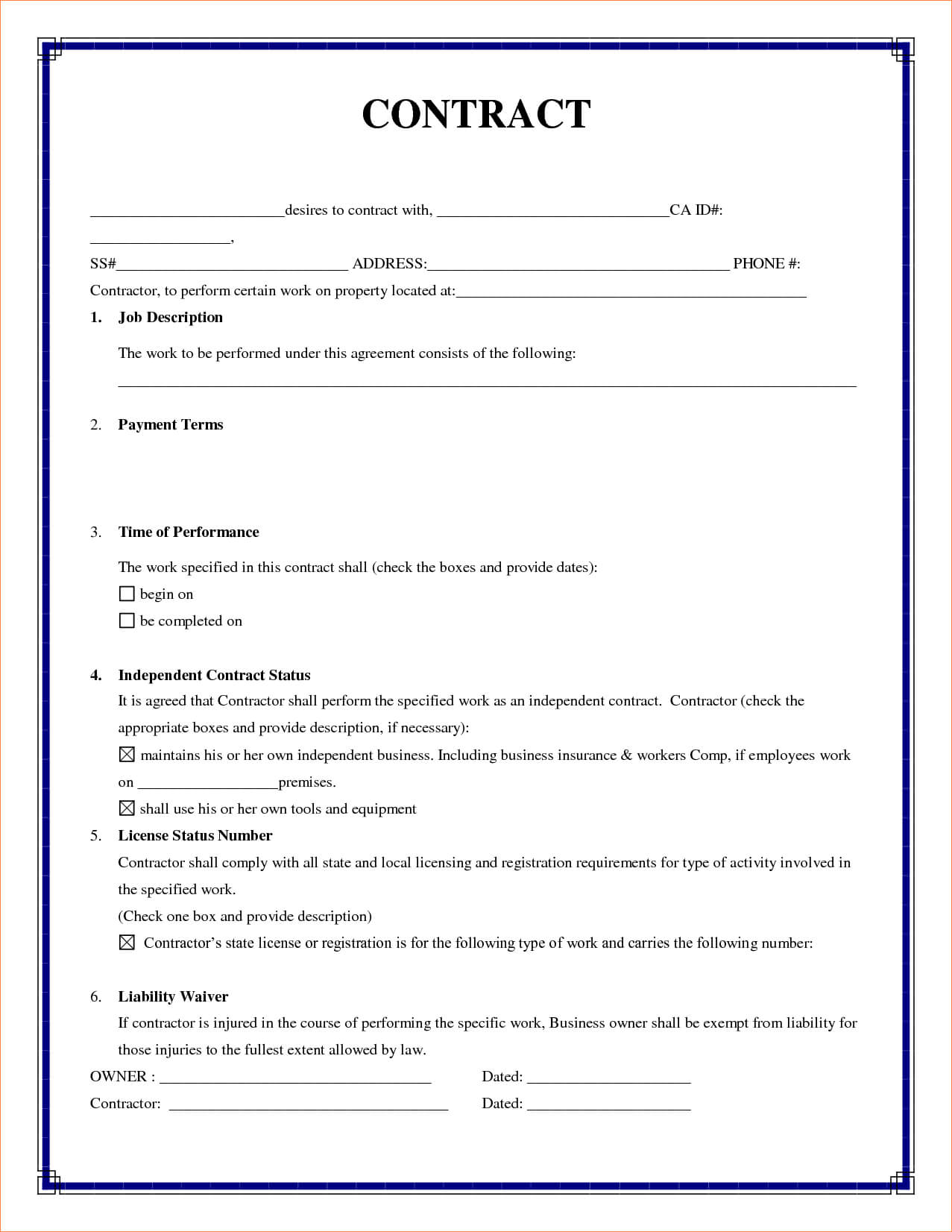 5+ Simple Contractor Agreementreport Template Document For Construction Payment Certificate Template