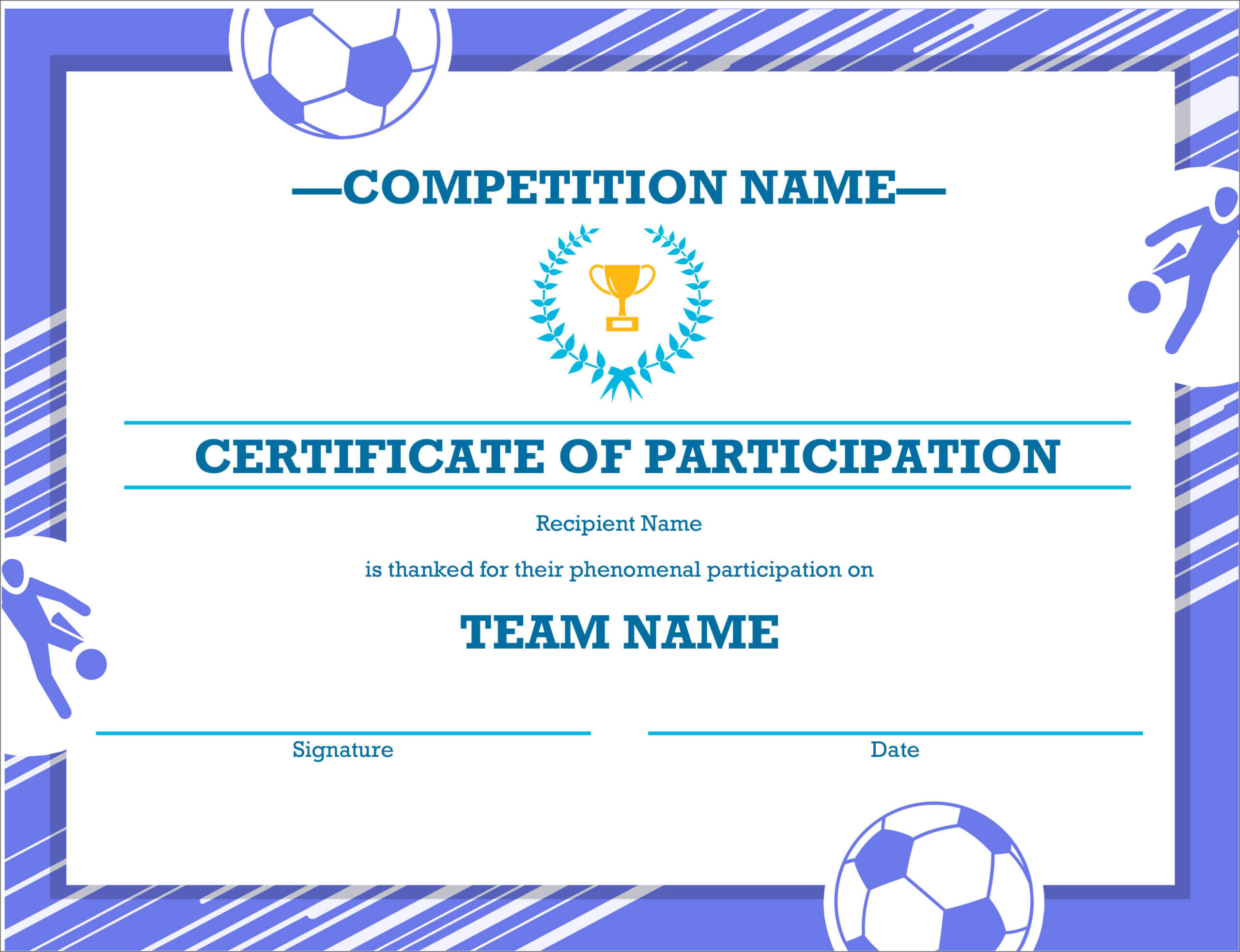 50 Free Creative Blank Certificate Templates In Psd Inside Sports Award Certificate Template Word
