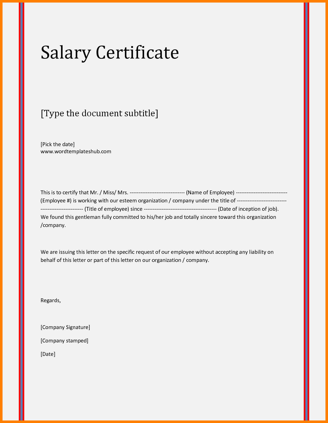 6+ Format Of Salary Certificate For Bank Loan | Good New World In Template Of Certificate Of Employment