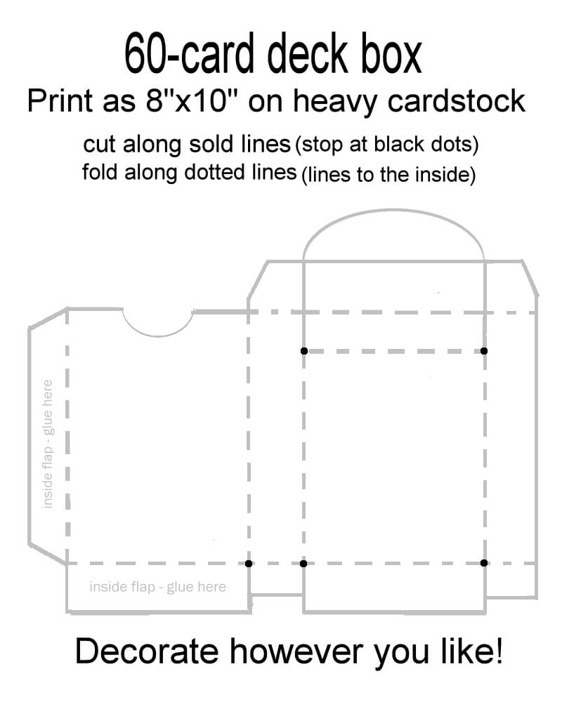 60 Card Deck Box Template For Magic, Pokemon, Yu Gi Oh, Etc Intended For Mtg Card Printing Template